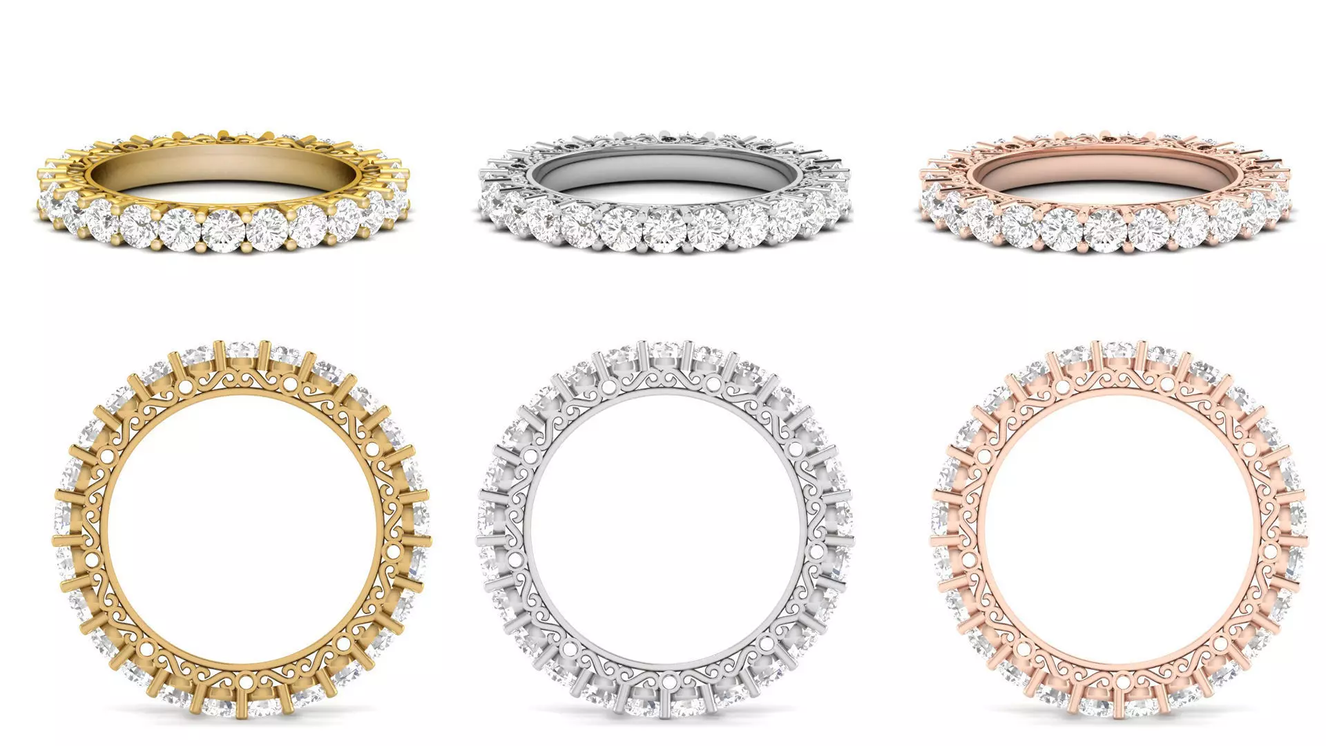 Diamond Filigree Wedding Ring 3D print model