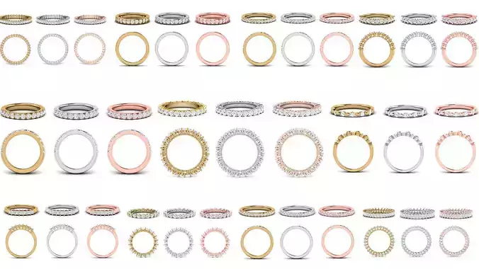  Diamond Bands with Different types of Diamond Setting 