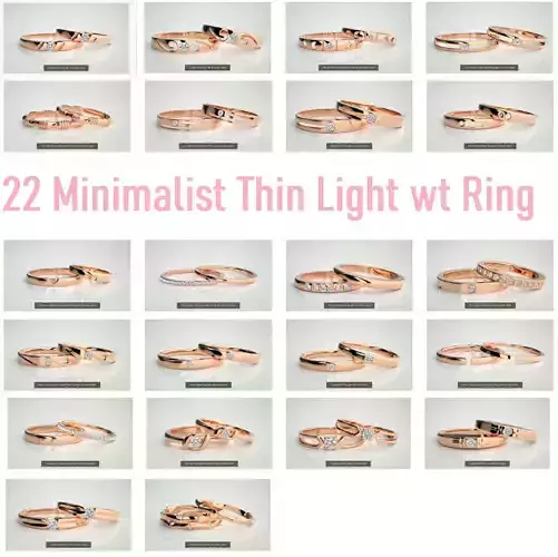 22 Minimalist Thin Light wt Couple Band renders 3dm stl details 3D Model Collection
