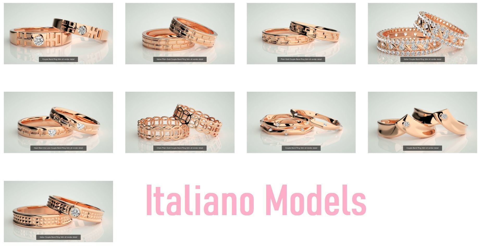 25 Italian Collection Bands 3dm stl renders details  _1