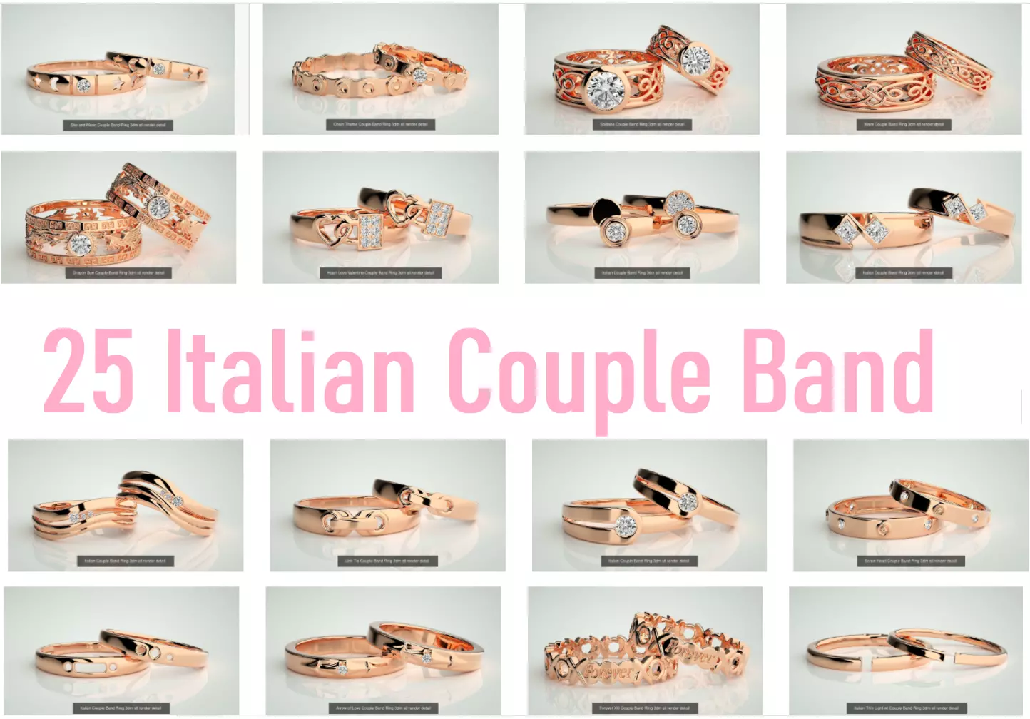 25 Italian Collection Bands 3dm stl renders details  _0