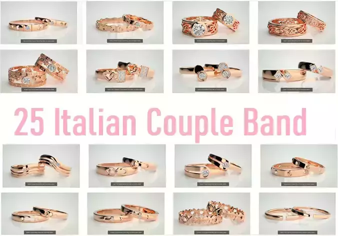 25 Italian Collection Bands 3dm stl renders details  