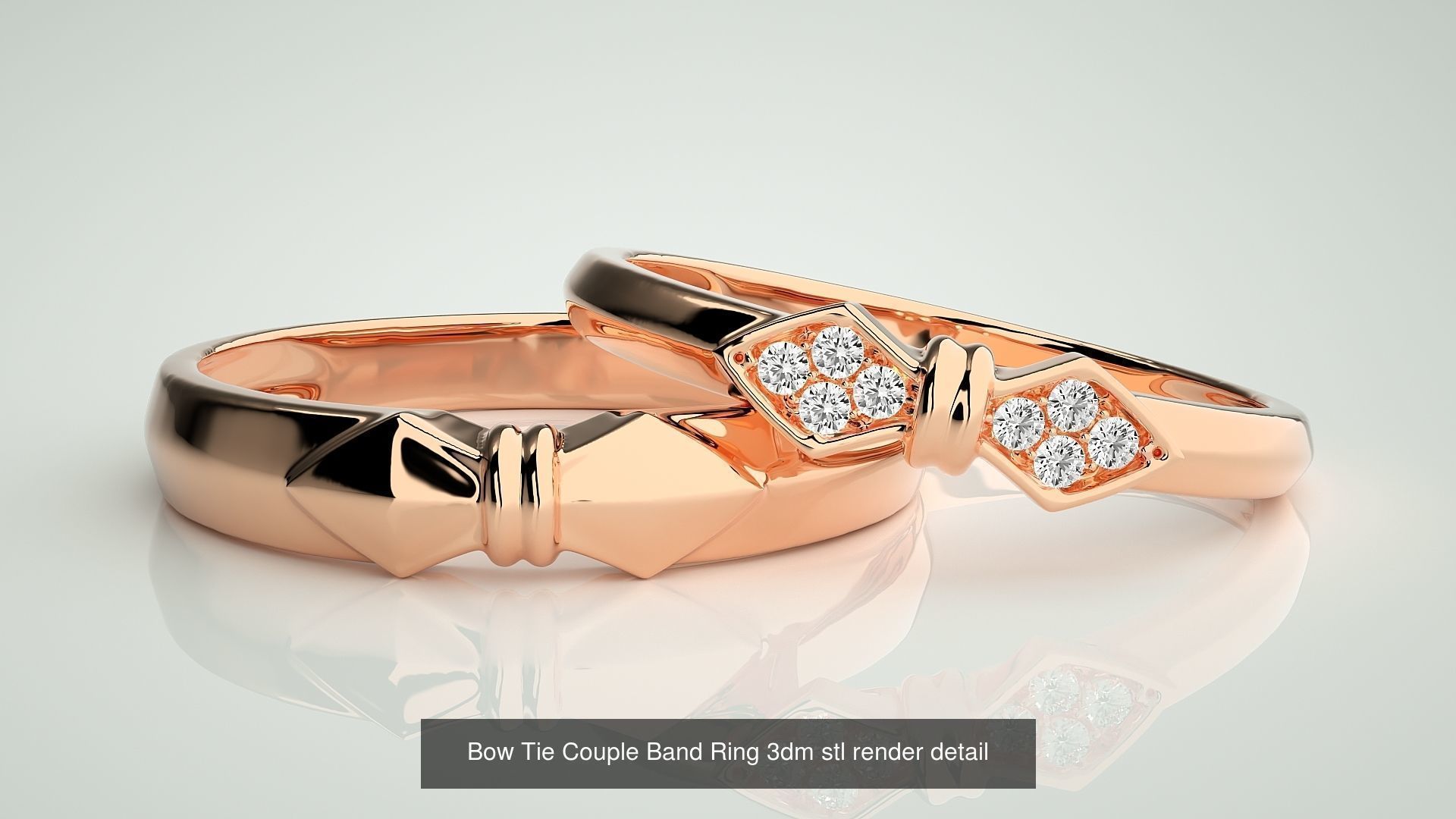 3  Tie Couple Band Ring 3dm stl render detail 3D Model Collection_3