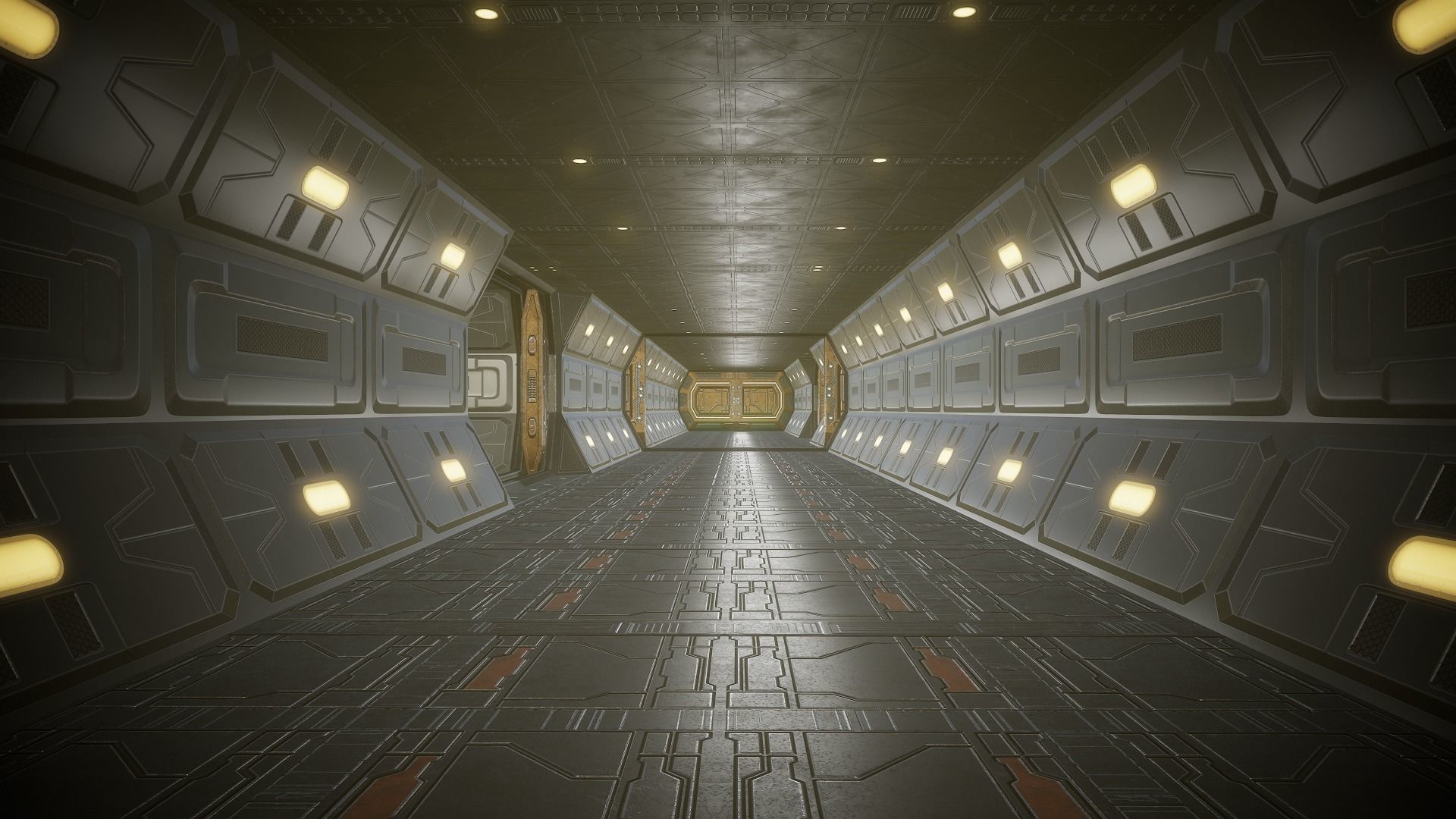 Sci Fi Corridor Low-poly 3D model_27