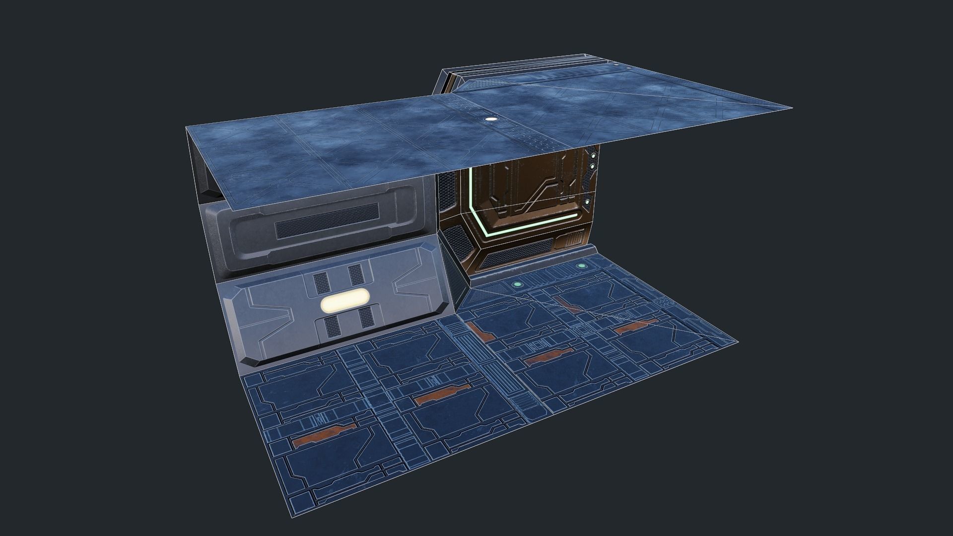 Sci Fi Corridor Low-poly 3D model_7