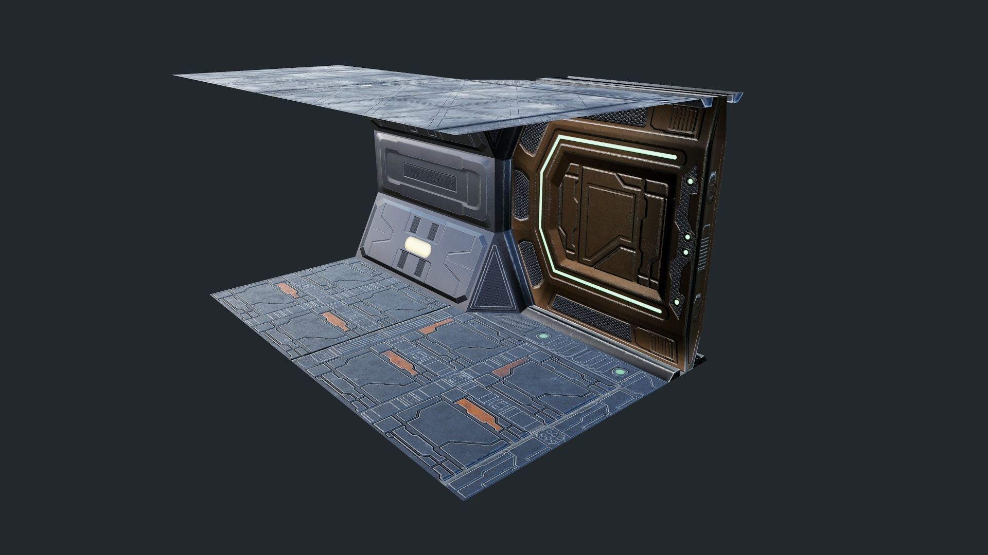 Sci Fi Corridor Low-poly 3D model_6