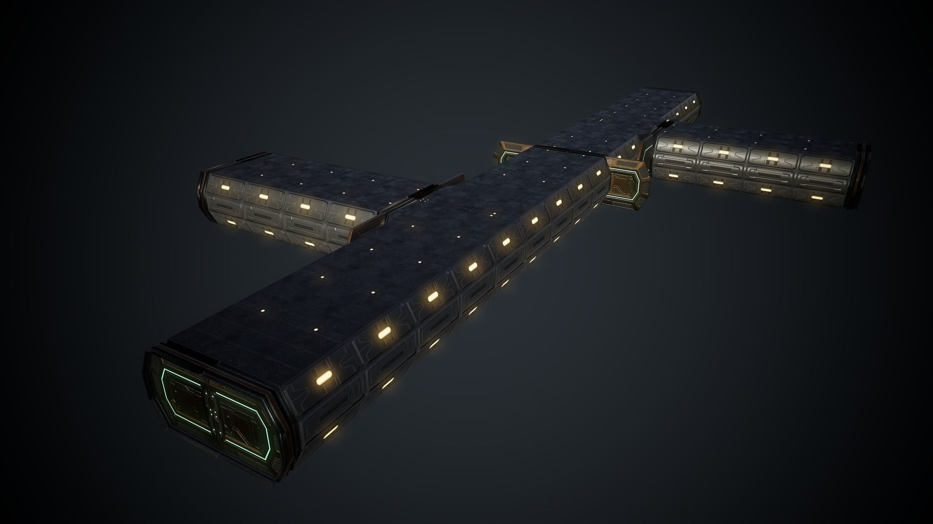 Sci Fi Corridor Low-poly 3D model_18