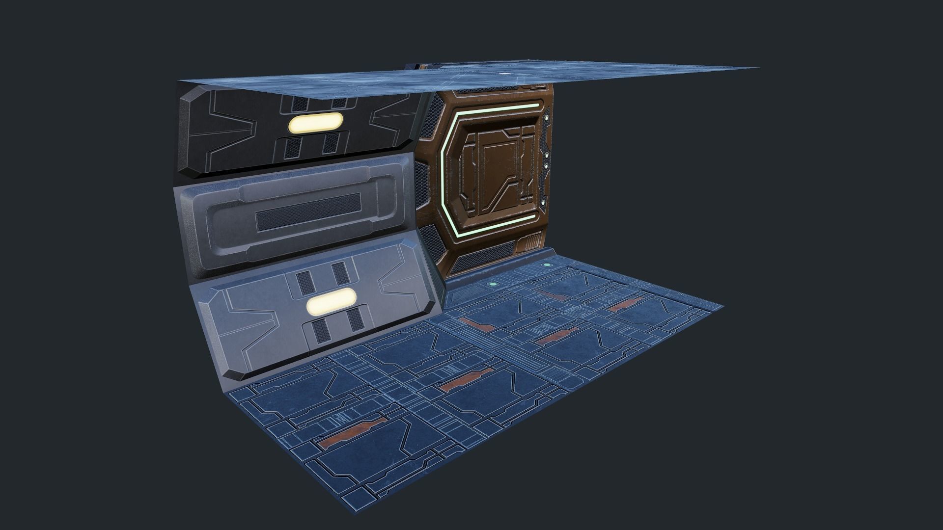 Sci Fi Corridor Low-poly 3D model_5