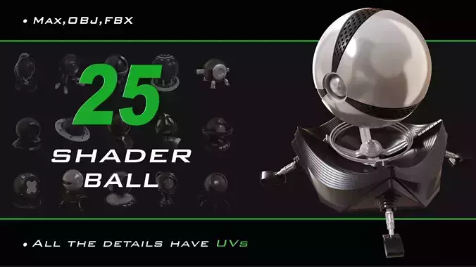 25 Shader Ball Pack 3D model