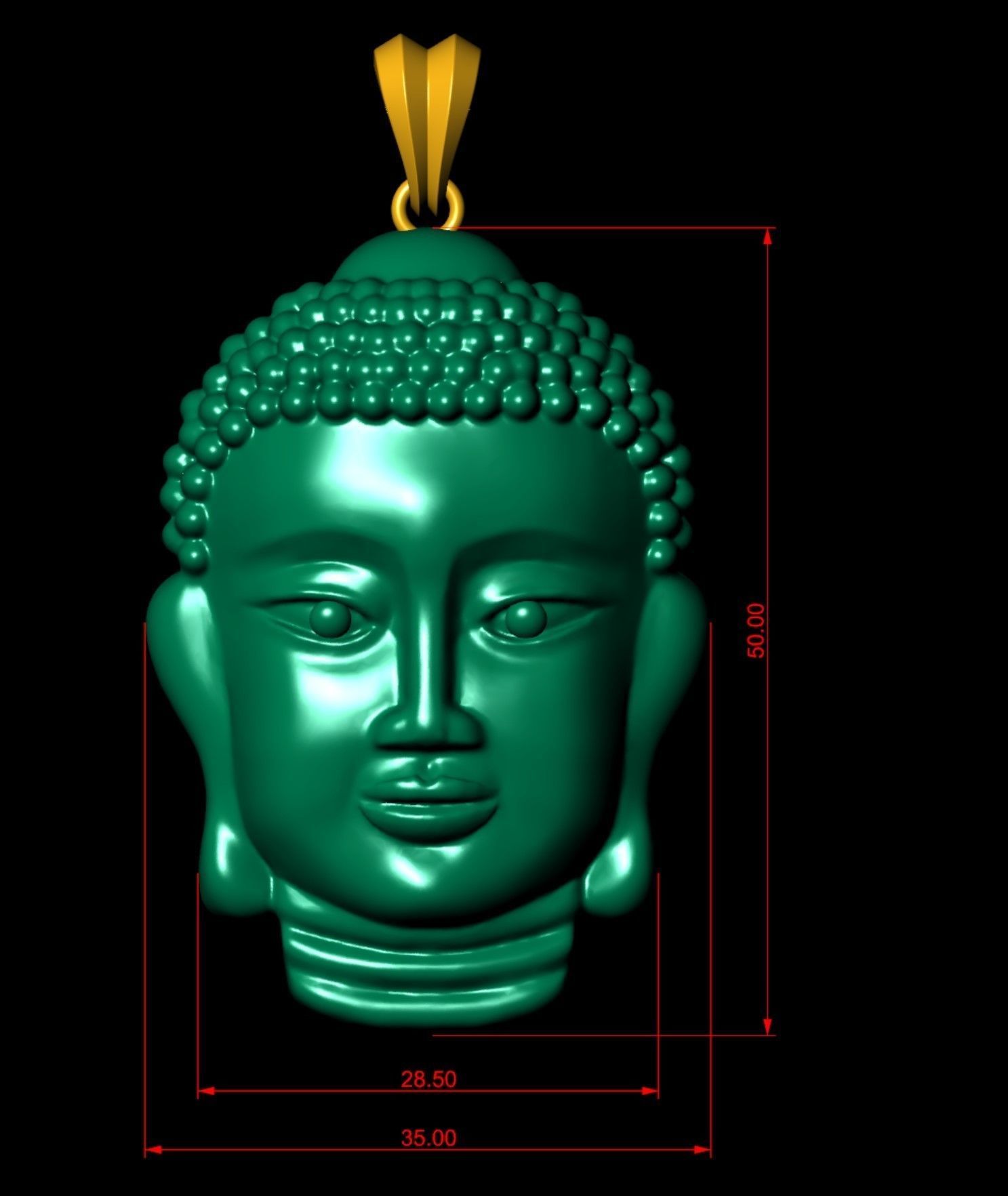 Buddha Hollow Head Pendant with backplate  3D print model_4