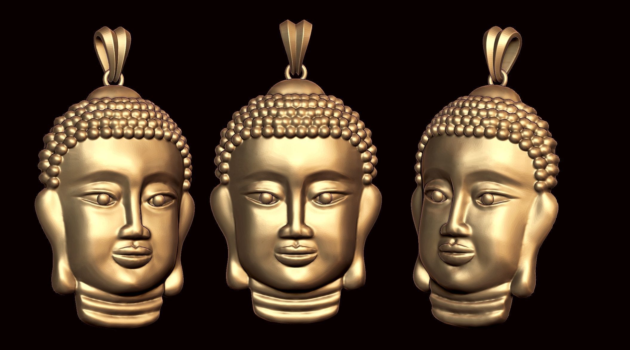 Buddha Hollow Head Pendant with backplate  3D print model_3