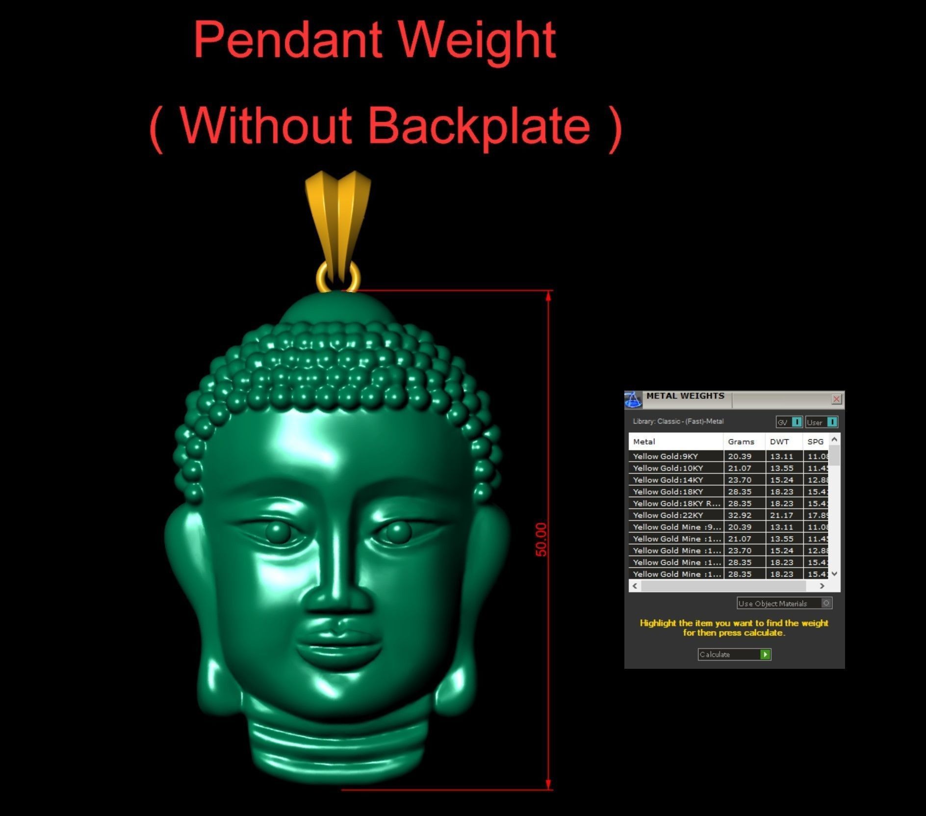 Buddha Hollow Head Pendant with backplate  3D print model_8