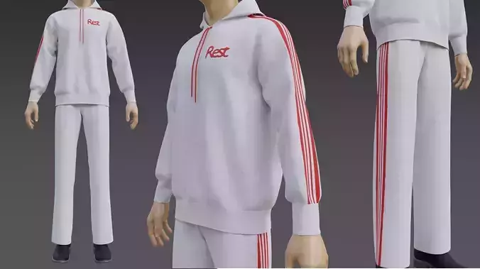 Male Tracksuit - Sweatpants and Sweatshirt Hoodie 3D model