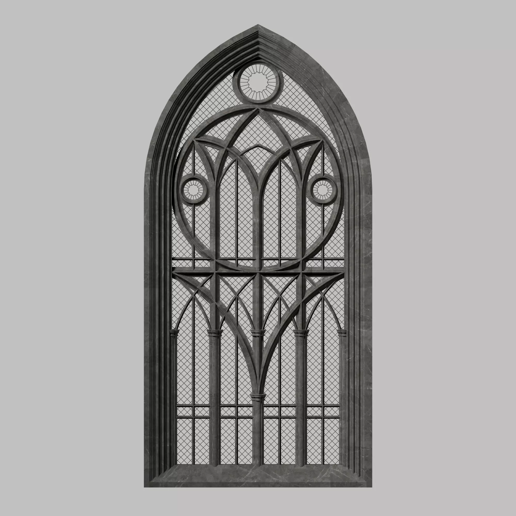 Fantasy gothic stained glass window 3D model_0