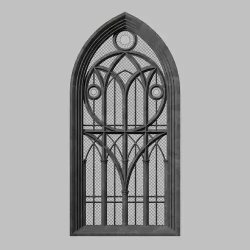 Fantasy gothic stained glass window 3D model