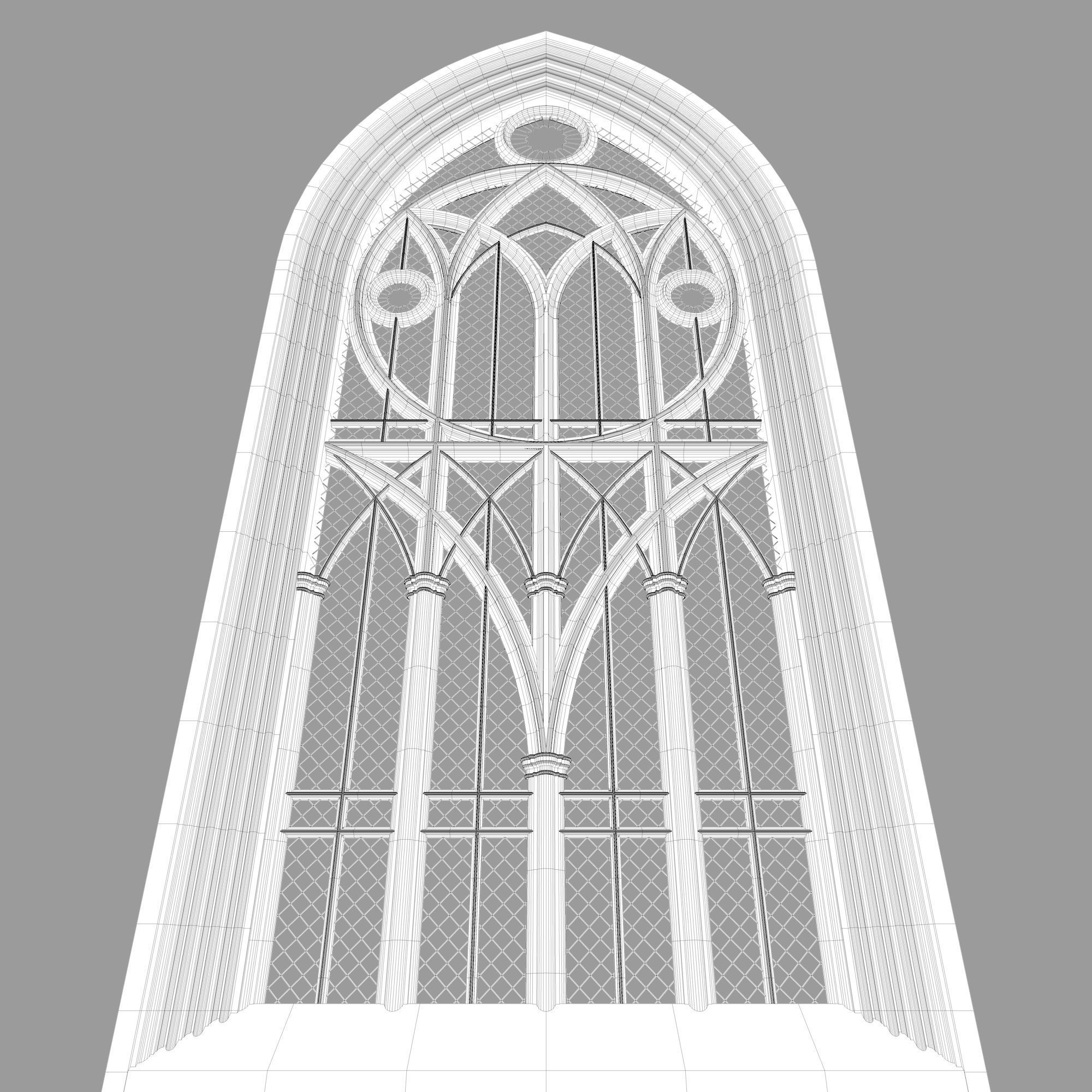 Fantasy gothic stained glass window 3D model_4