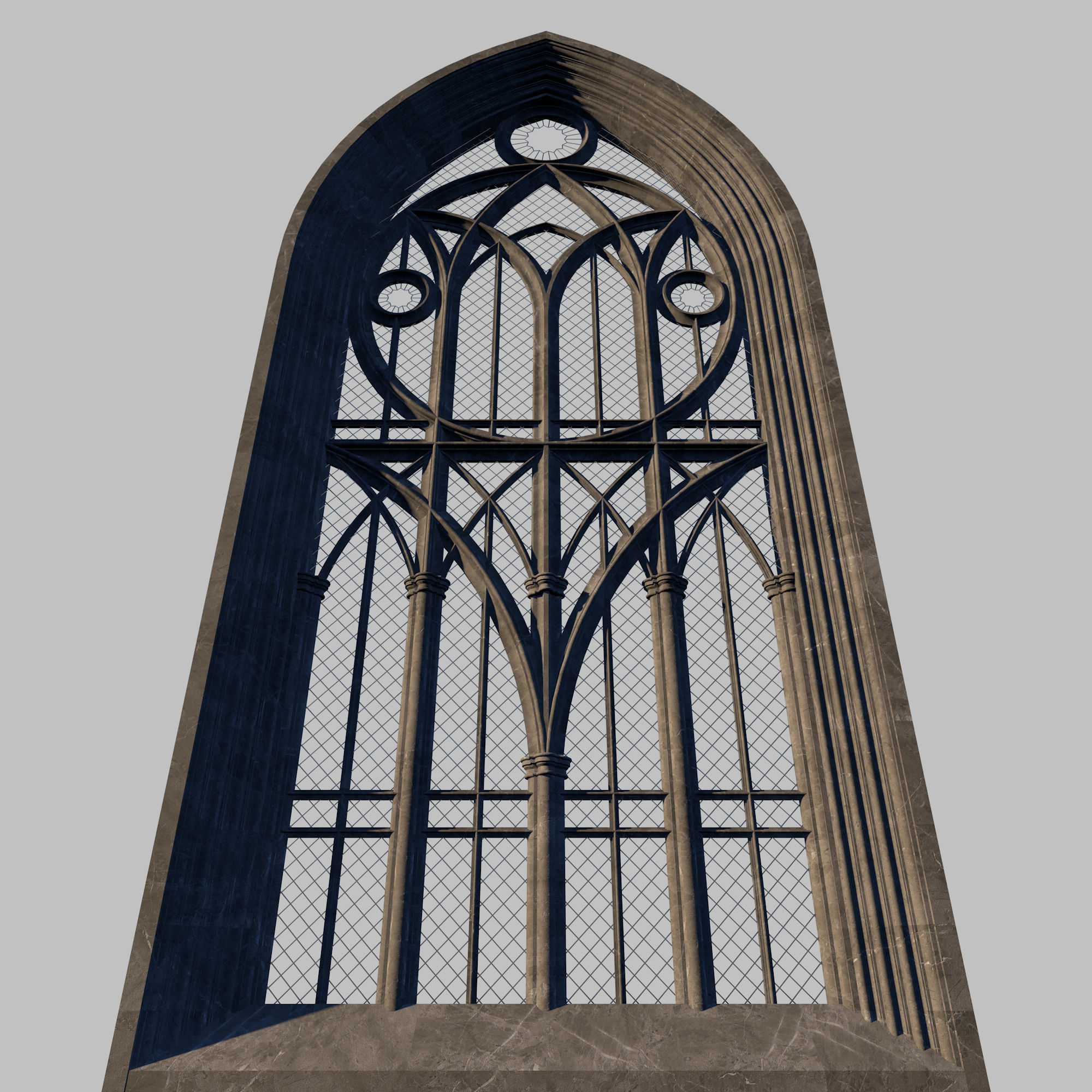 Fantasy gothic stained glass window 3D model_3