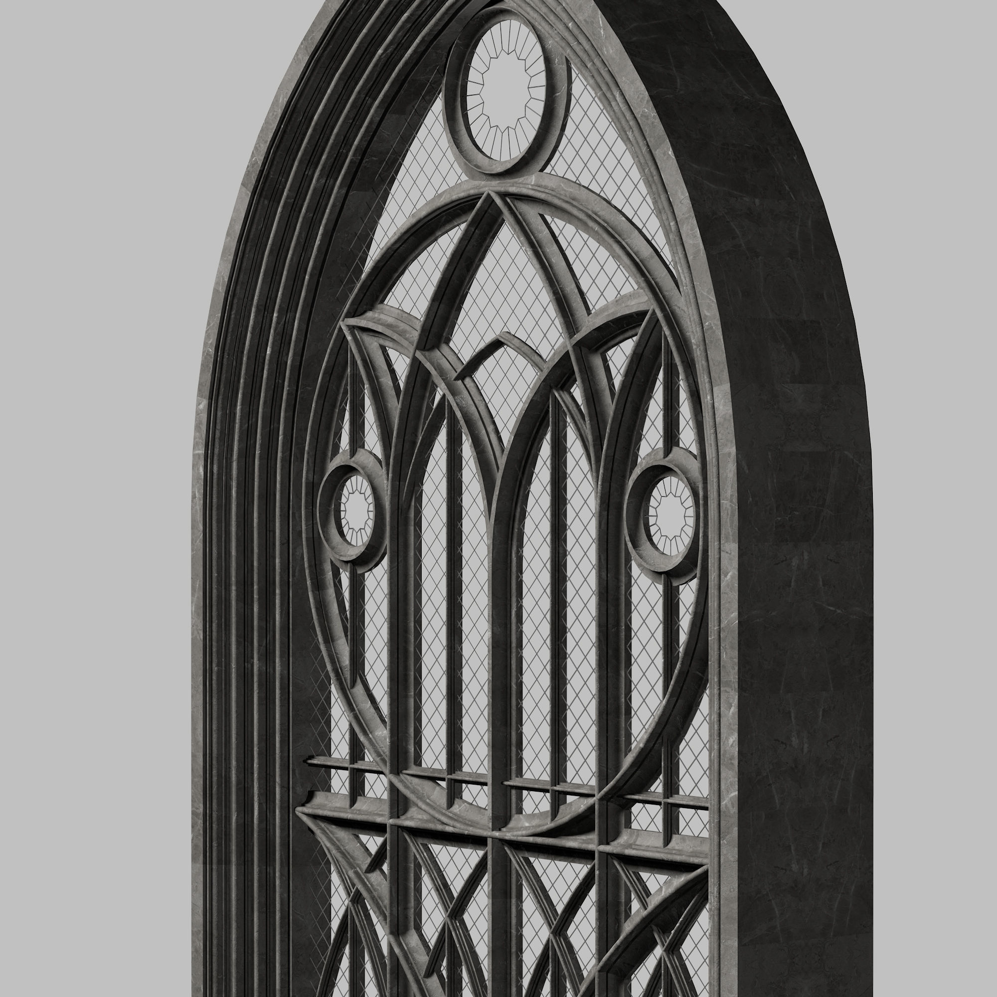Fantasy gothic stained glass window 3D model_1