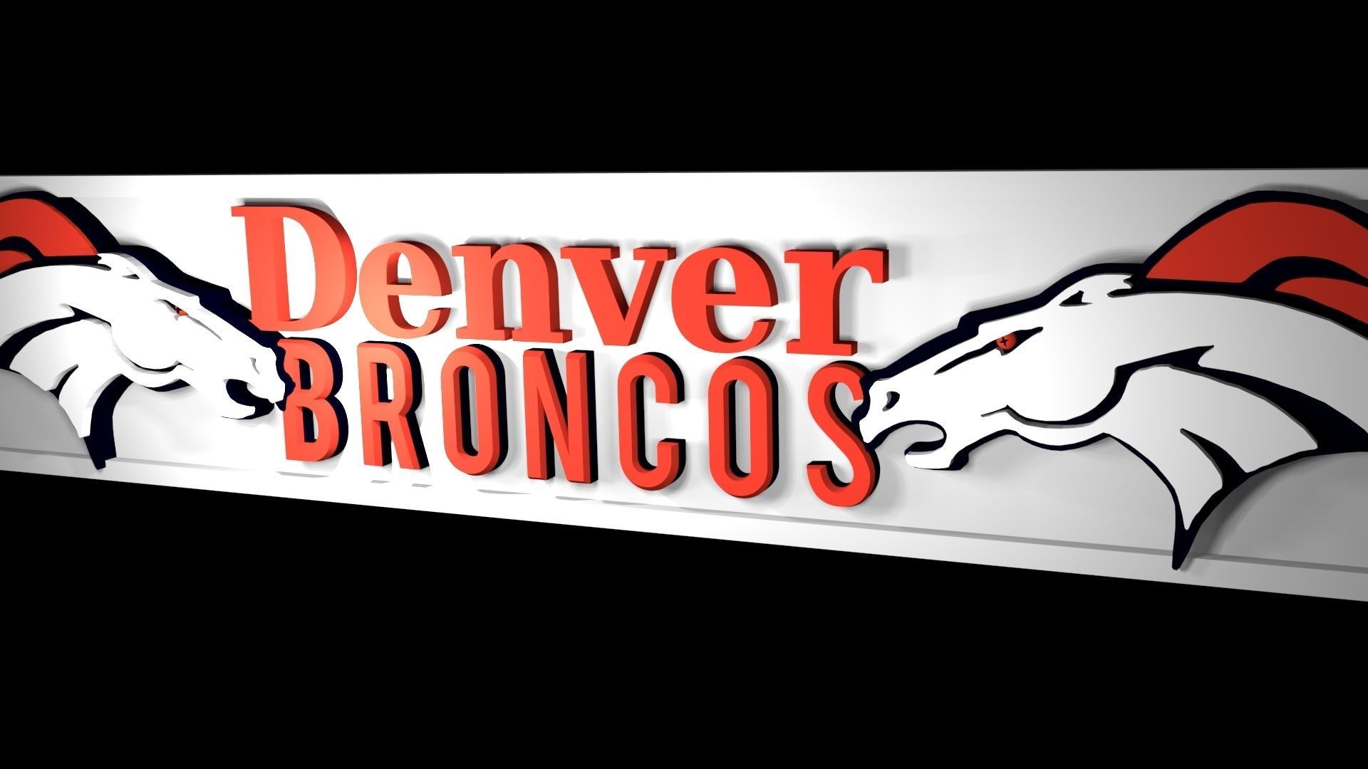 Denver Broncos 2 logo banner 3D model_4