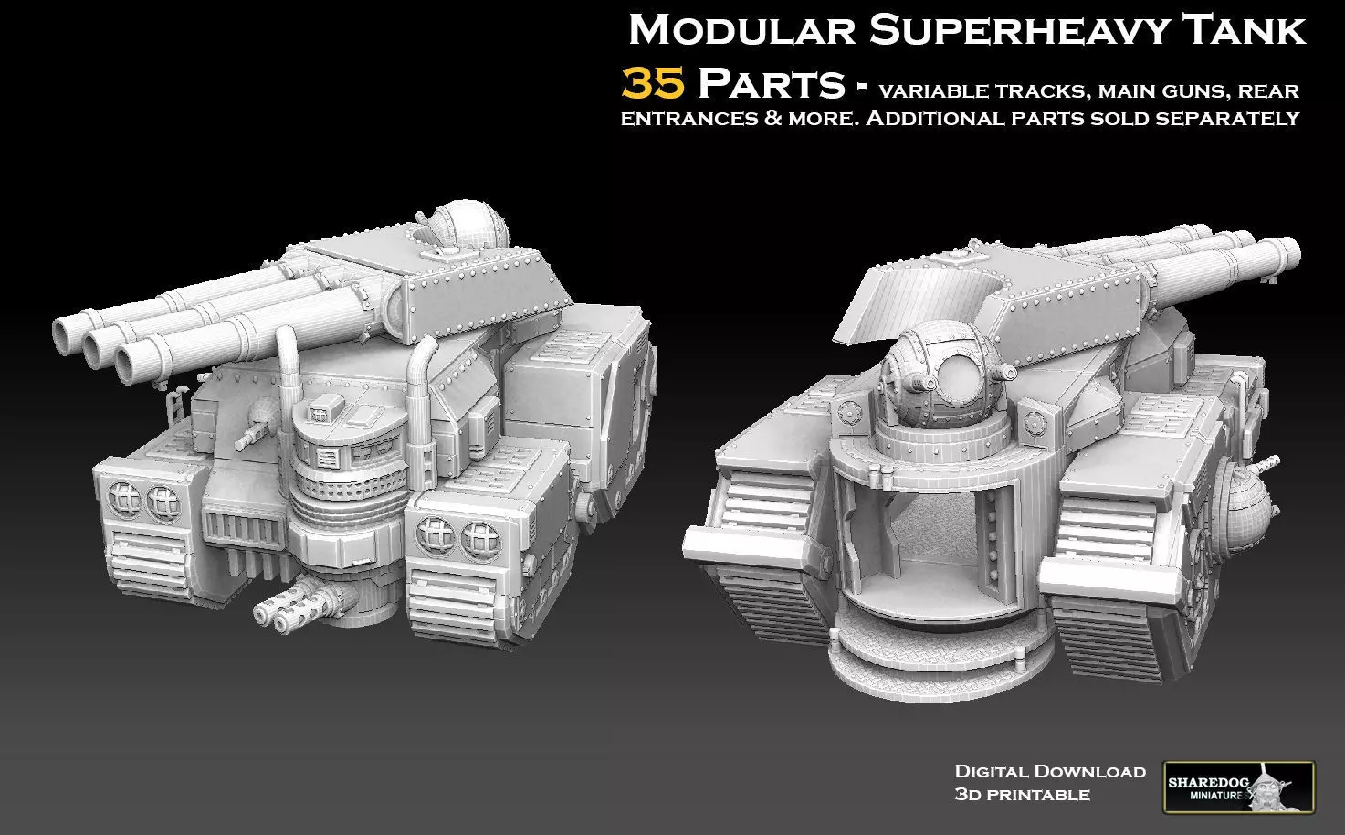 Modular Superheavy Tank 3D print model_0