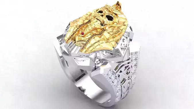 Pharaoh star wars ring with gold and diamonds