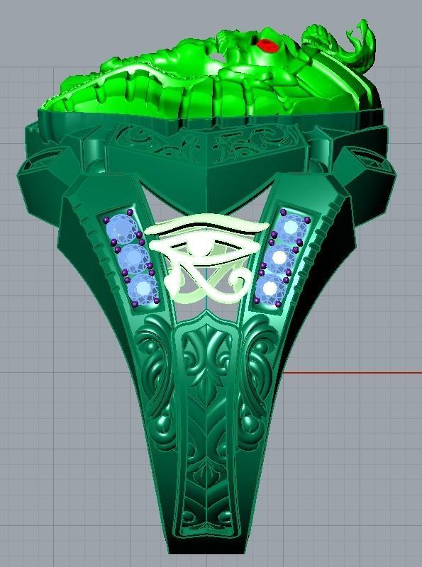 Pharaoh star wars ring with gold and diamonds 3D print model_1