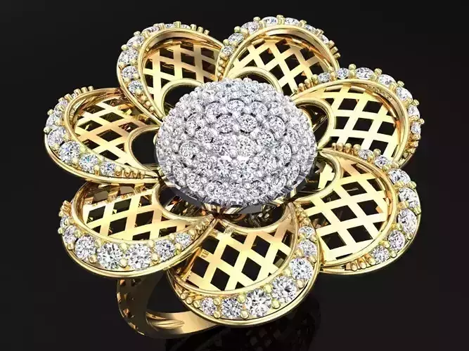  Mesh flower ring - Italian rings - Womens Rings - N5241 3D print model