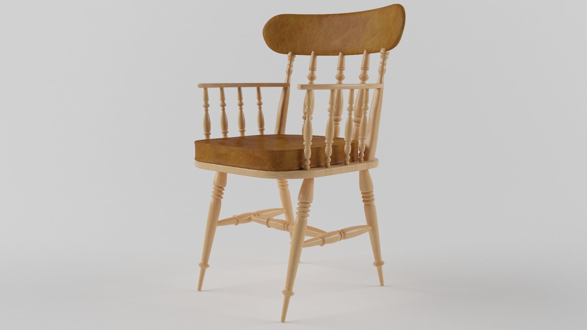 chair wooden 3D model_3