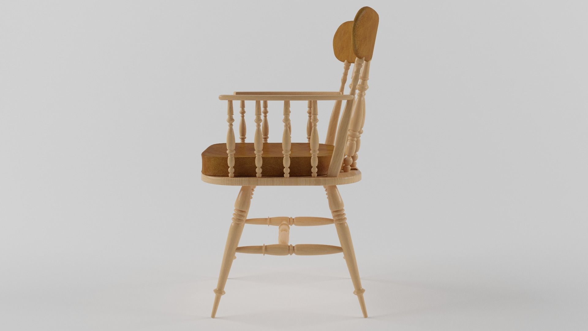 chair wooden 3D model_2
