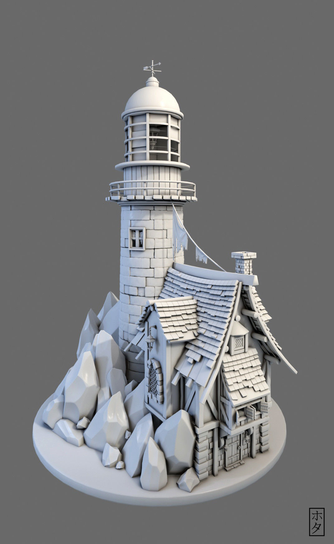 The light house Low-poly 3D model_4