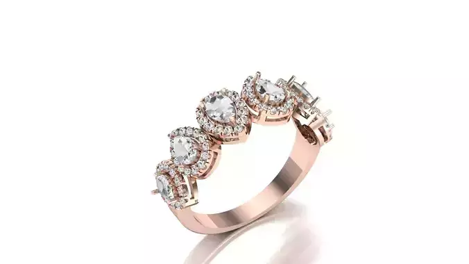 Pear Ring STL 3D Model for Engagement and Jewelry Design