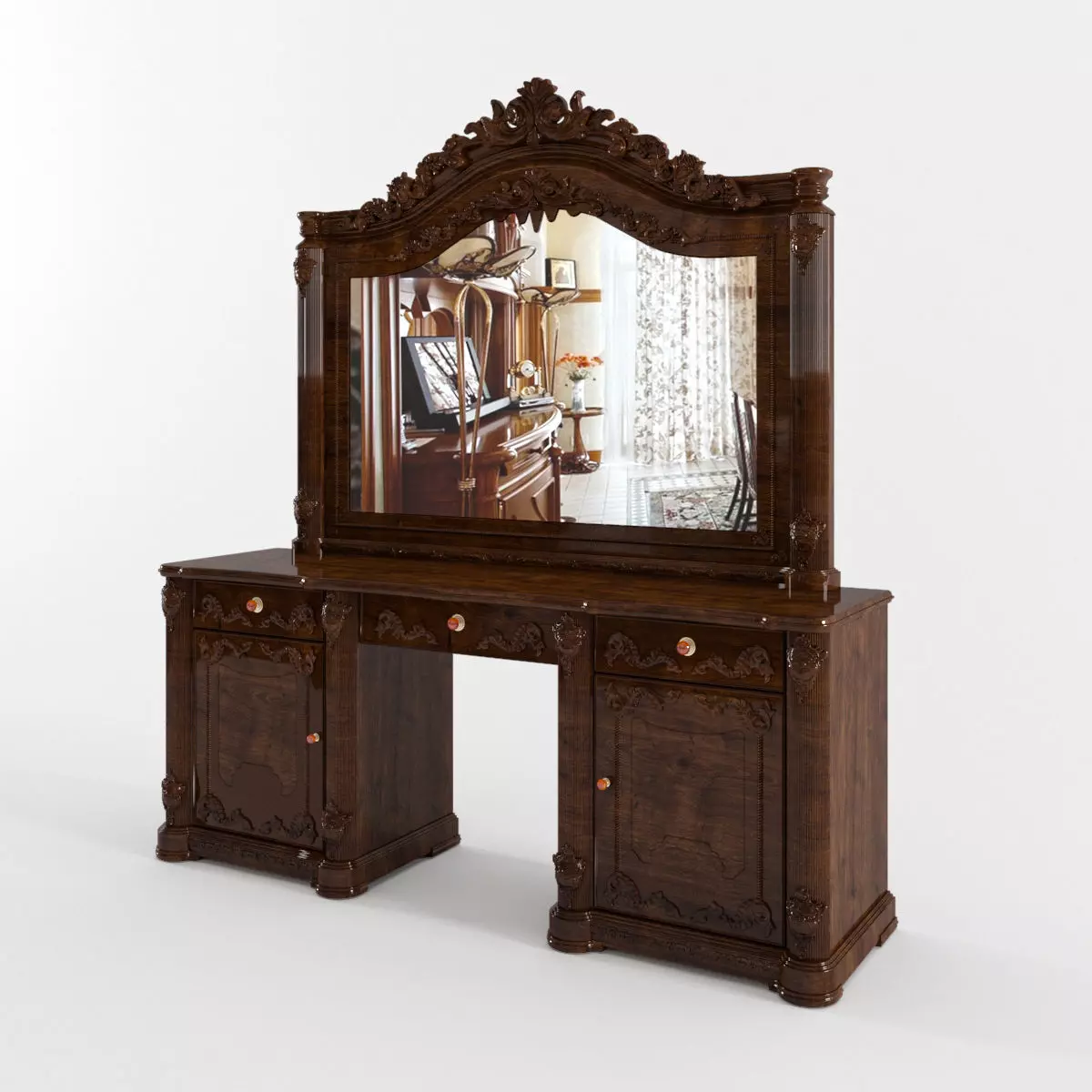 furniture dressing table with mirror 3D model_0