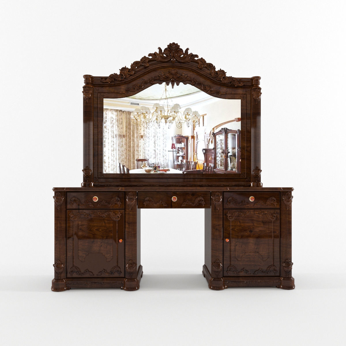 furniture dressing table with mirror 3D model_1