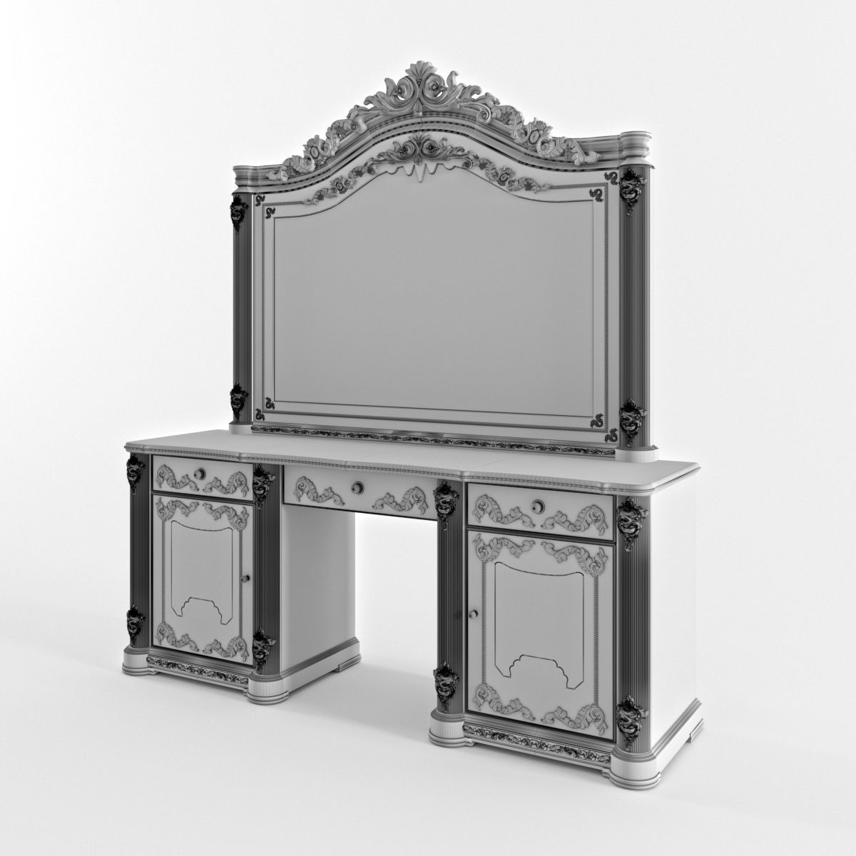 furniture dressing table with mirror 3D model_2