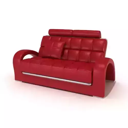 Retro Red Couch With Square Pattern
