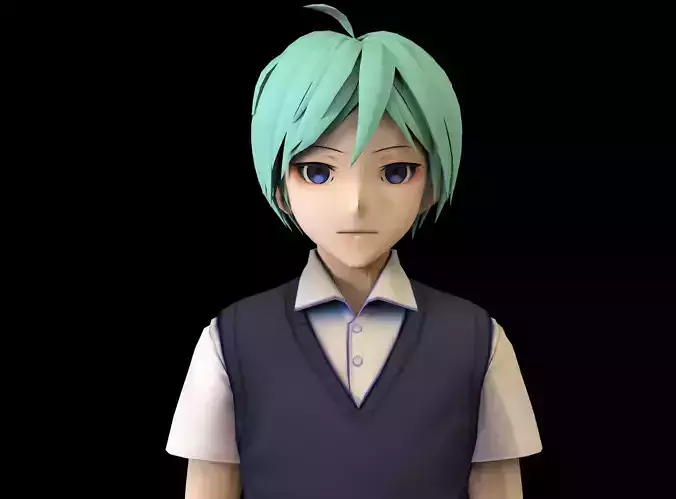 Anime Boy Low Poly Character 12 Low-poly 3D model