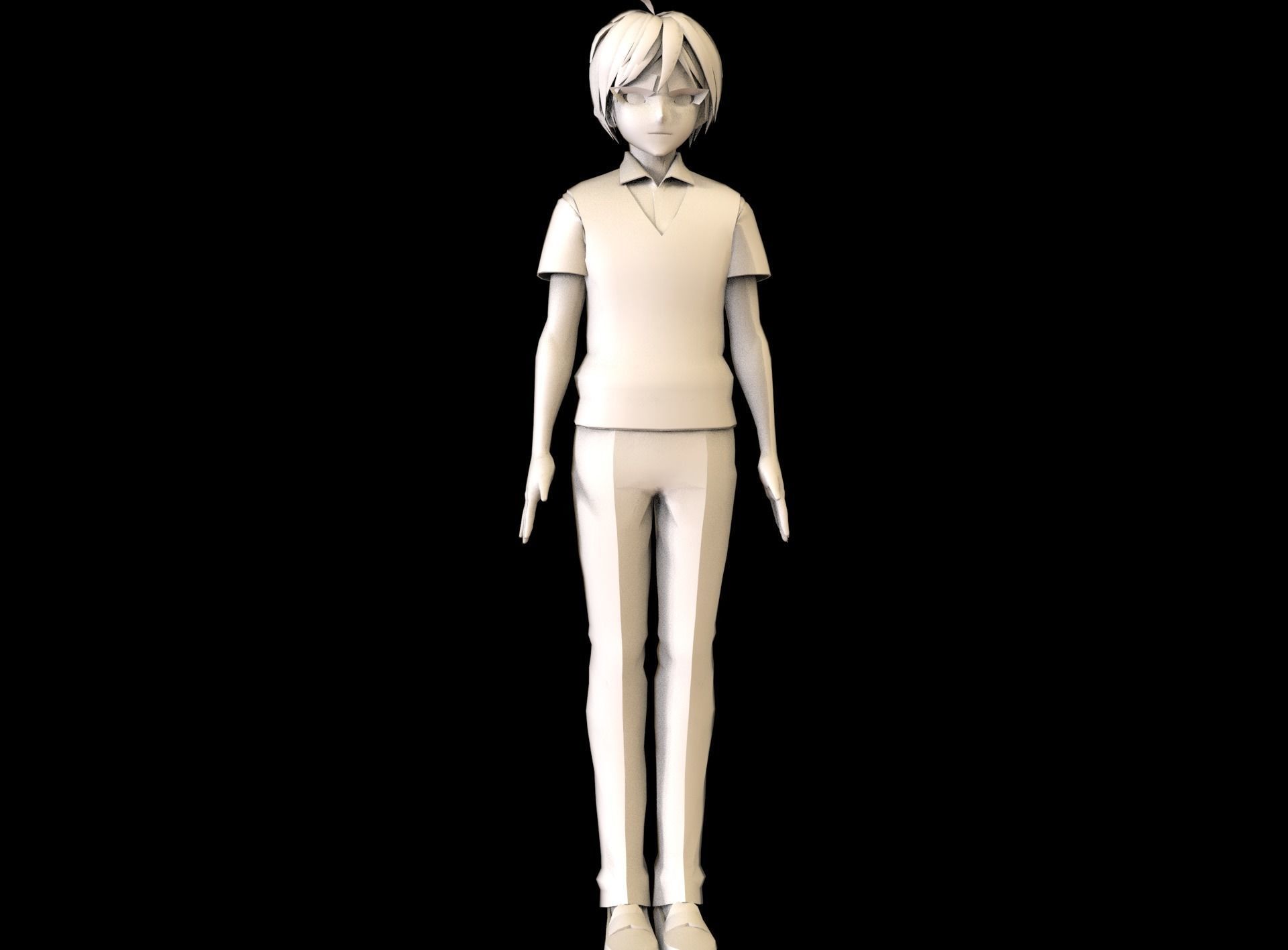 Anime Boy Low Poly Character 12 Low-poly 3D model_7