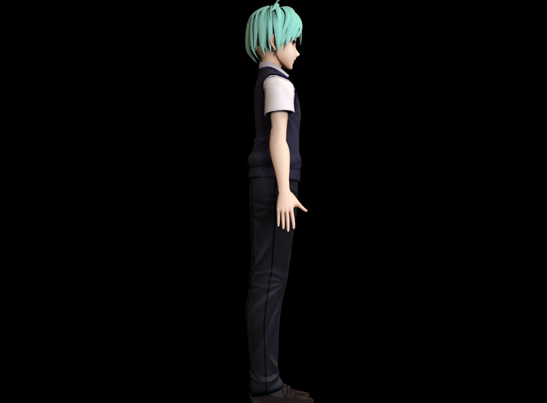 Anime Boy Low Poly Character 12 Low-poly 3D model_5
