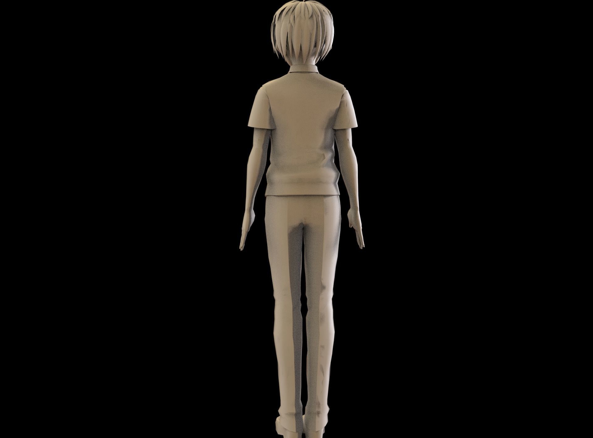 Anime Boy Low Poly Character 12 Low-poly 3D model_10