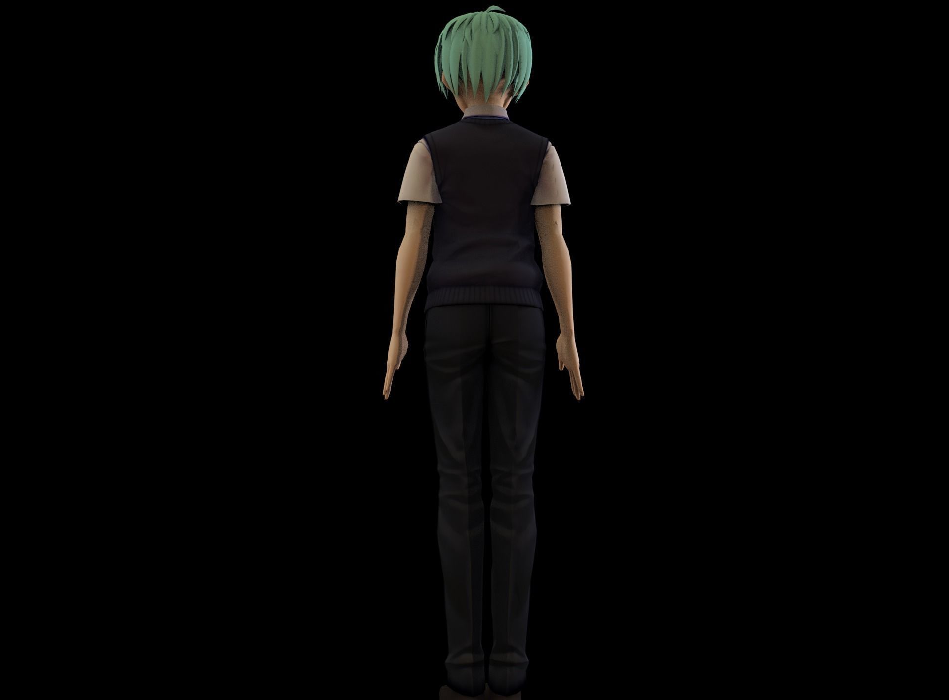 Anime Boy Low Poly Character 12 Low-poly 3D model_6