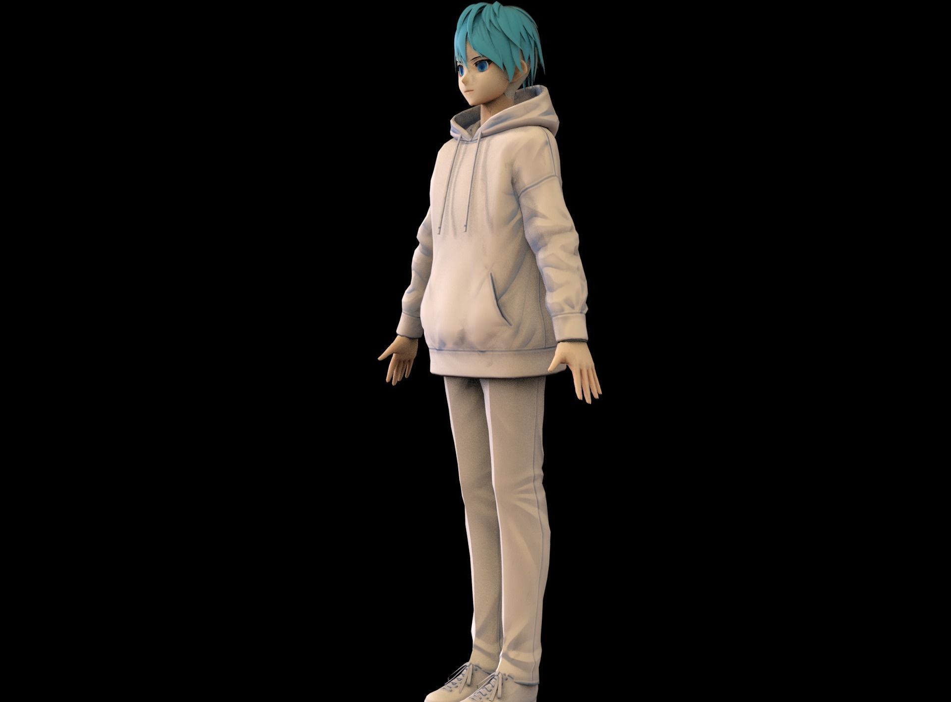 Anime Boy Low Poly Character 13 Low-poly 3D model_6