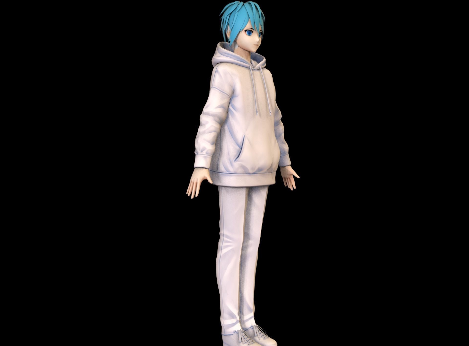 Anime Boy Low Poly Character 13 Low-poly 3D model_3