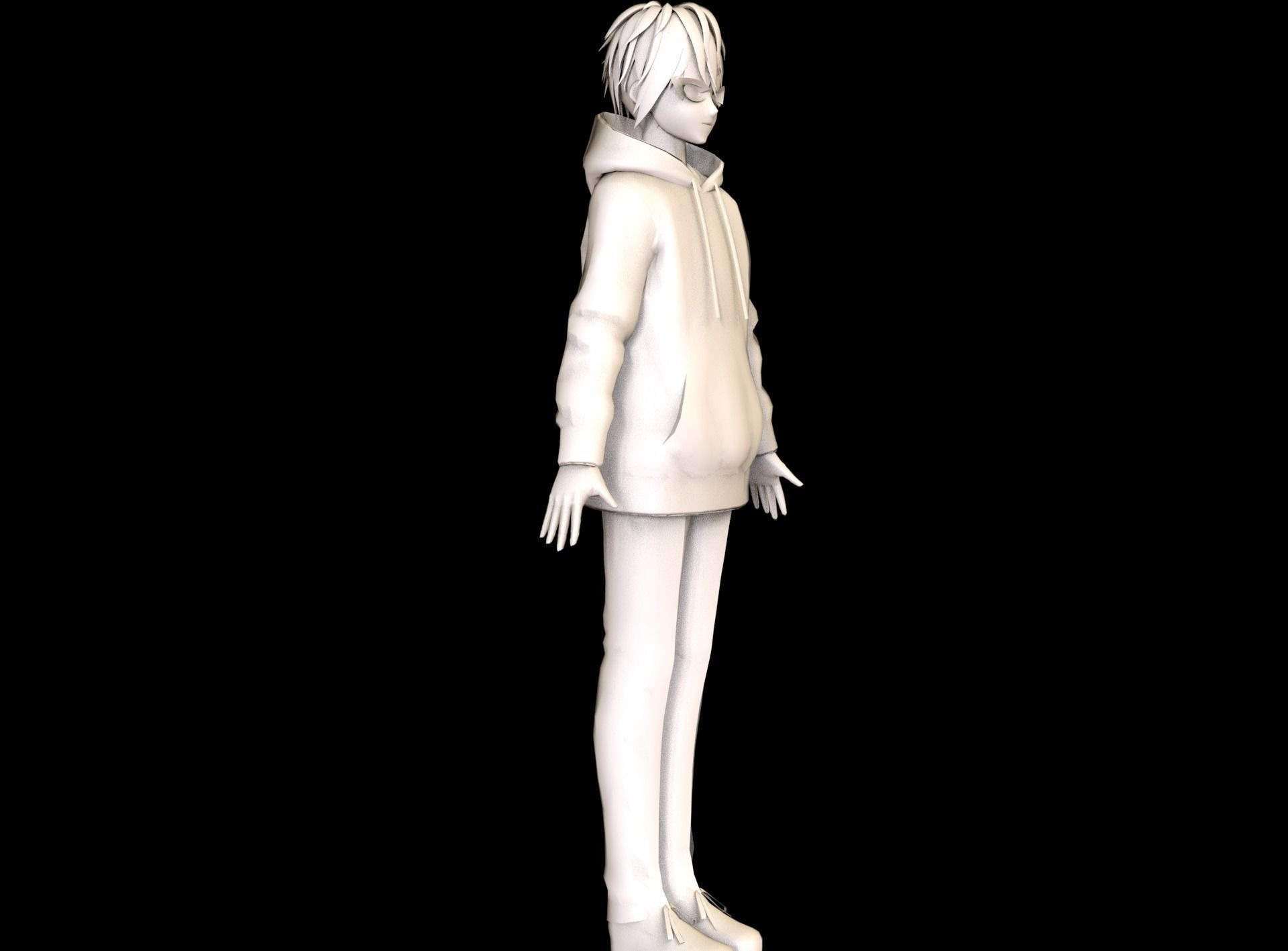 Anime Boy Low Poly Character 13 Low-poly 3D model_8