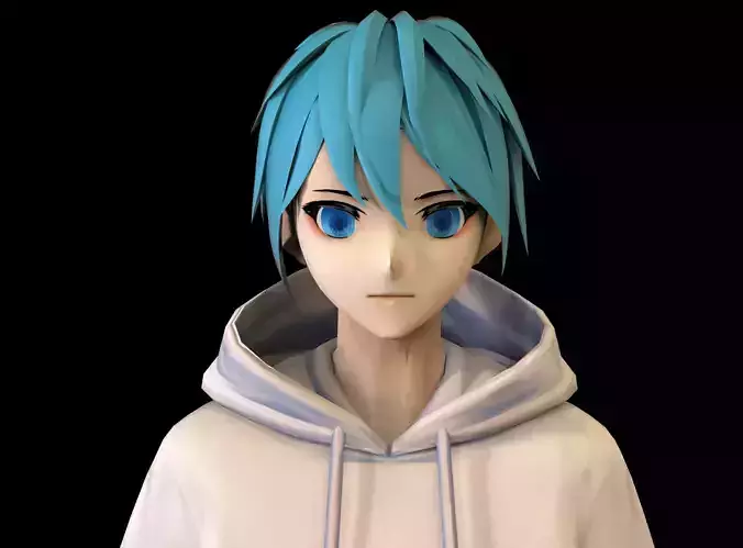Anime Boy Low Poly Character 13 Low-poly 3D model