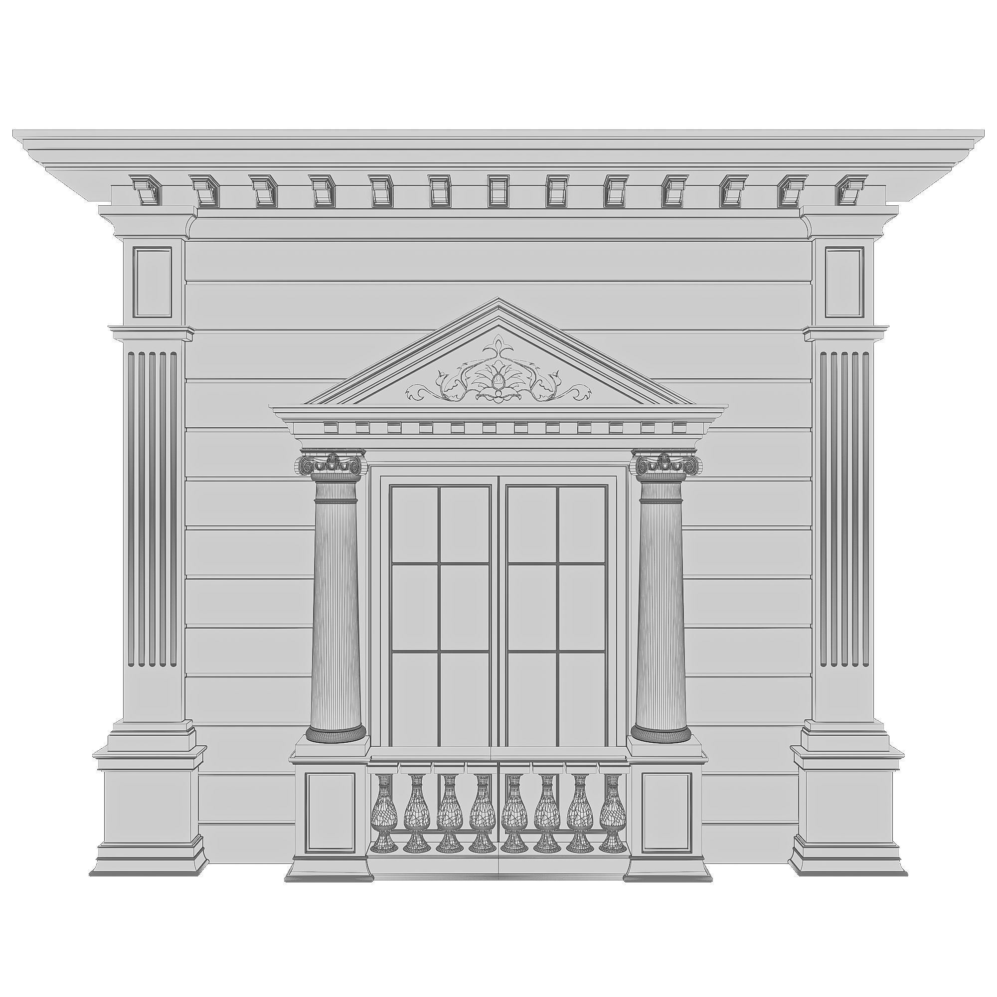 Classic Facade Element Low-poly 3D model_4
