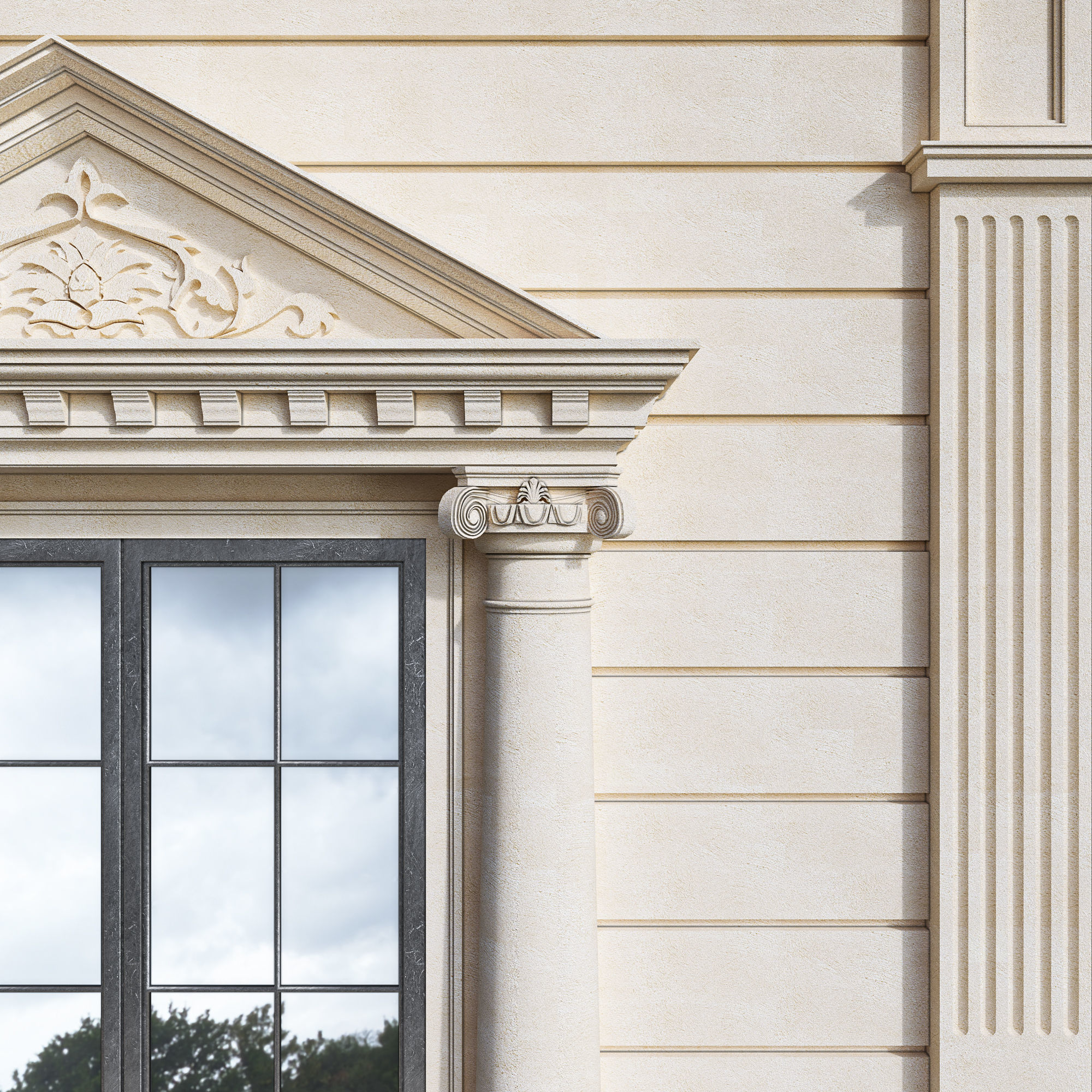 Classic Facade Element Low-poly 3D model_2