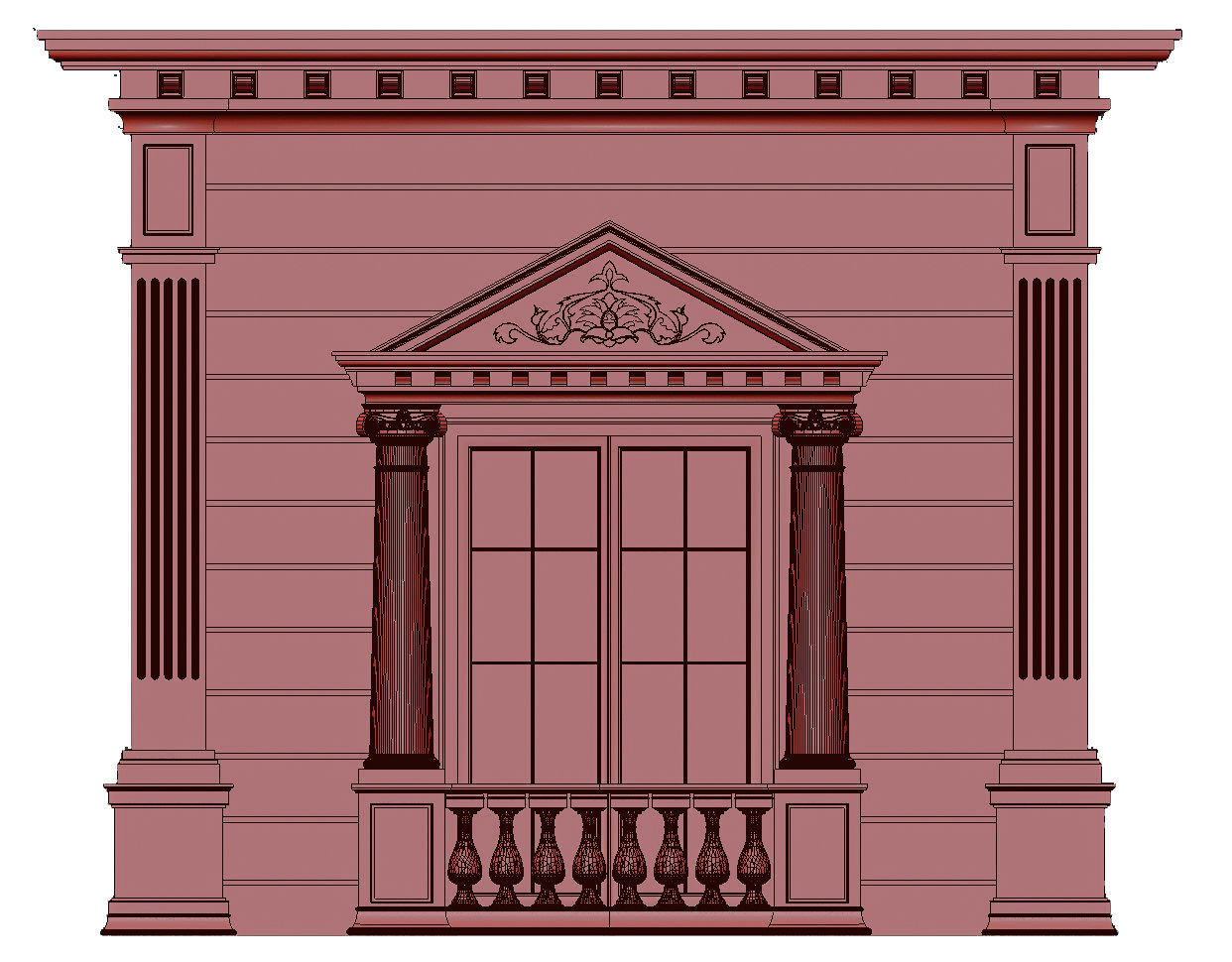 Classic Facade Element Low-poly 3D model_5