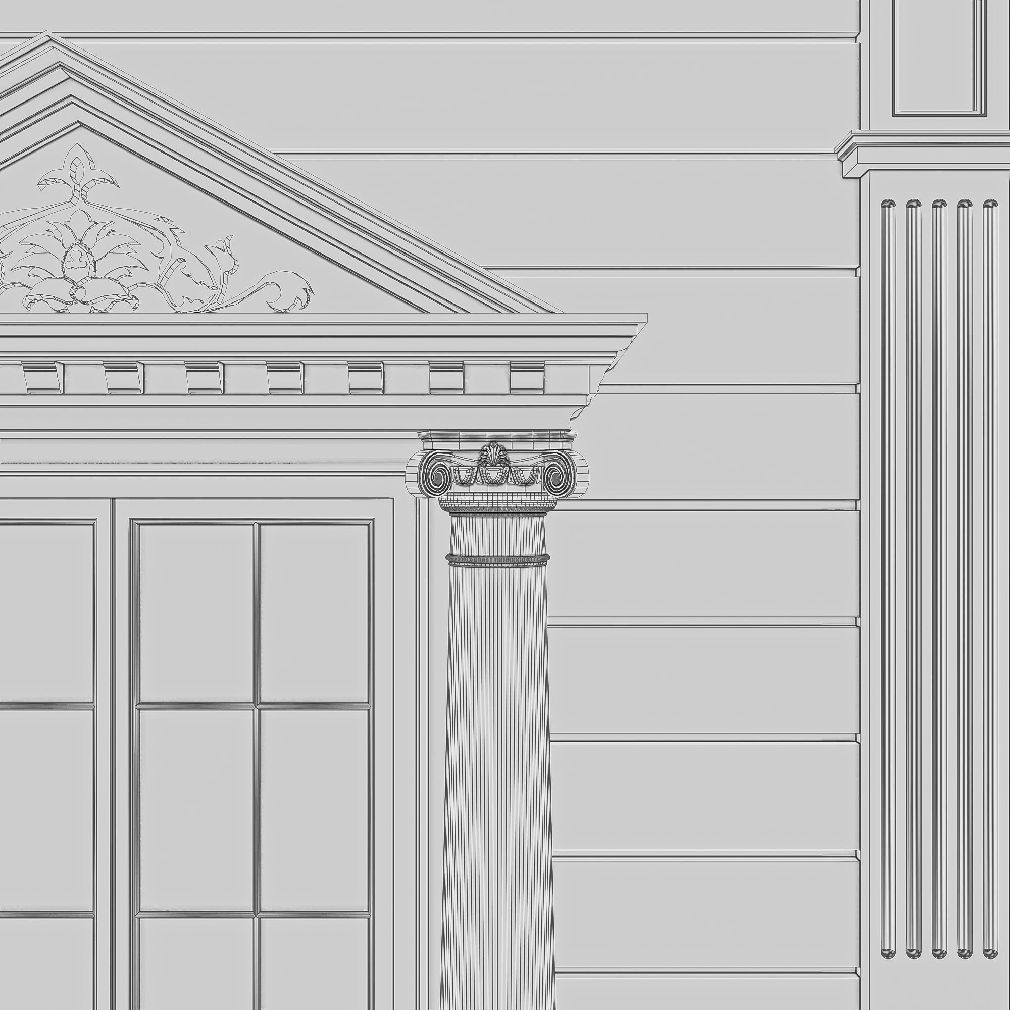 Classic Facade Element Low-poly 3D model_3