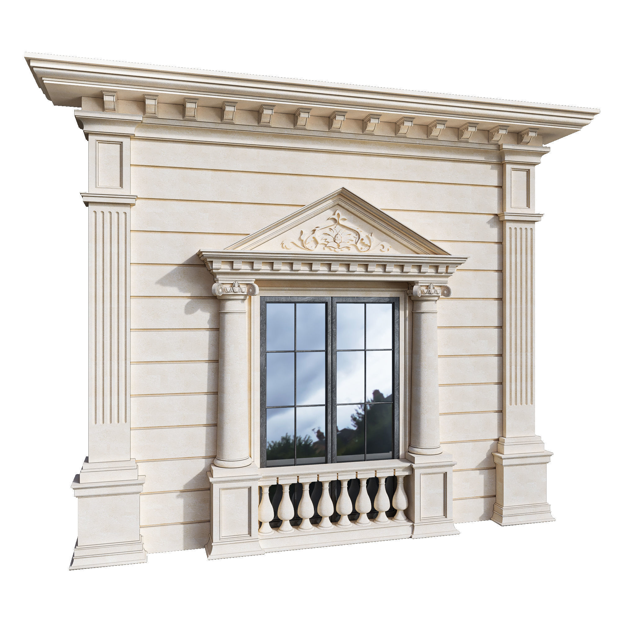 Classic Facade Element Low-poly 3D model_1