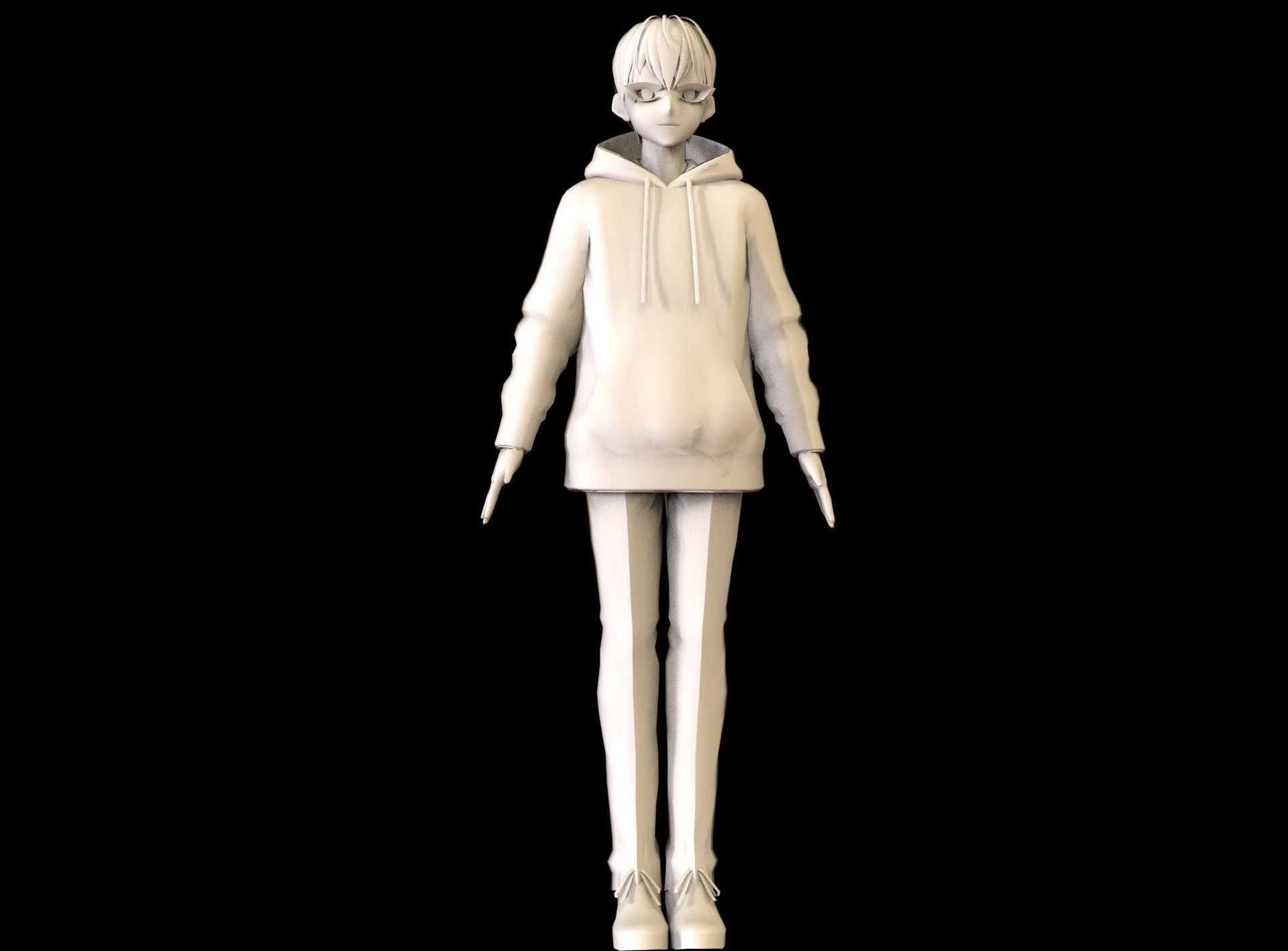 Anime Boy Low Poly Character 14 Low-poly 3D model_7